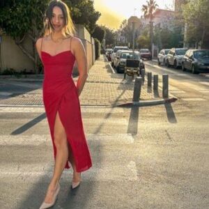 Reformation Courtney Red Spaghetti Strap Dress new with tags